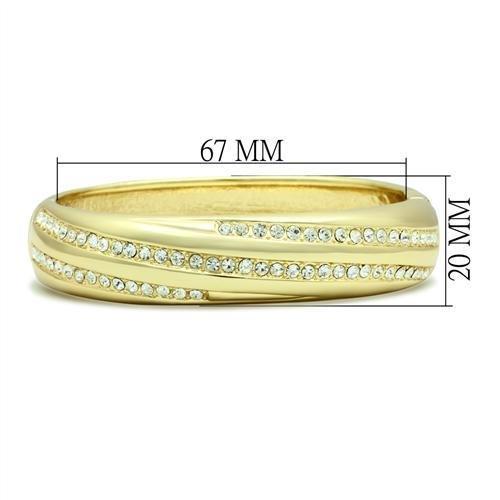 Flash Gold White Metal Bangle with Top Grade Crystal in Clear