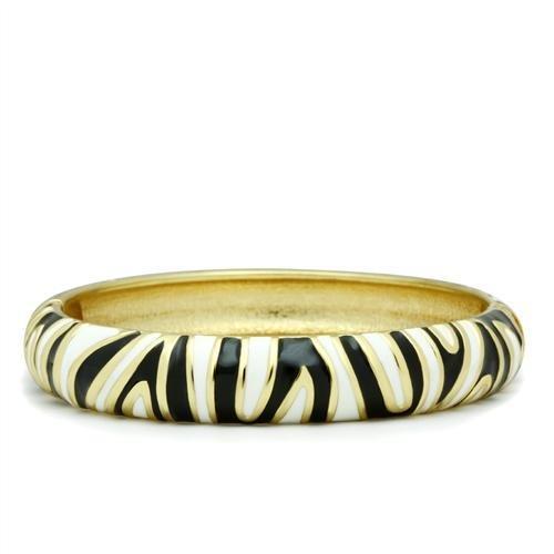 Flash Gold White Metal Bangle with Epoxy in No Stone