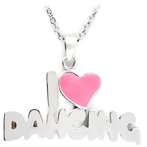 Silver Brass Pendant with Epoxy in Rose