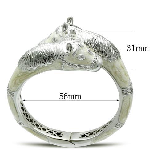 Rhodium Brass Bangle with AAA Grade CZ in Clear