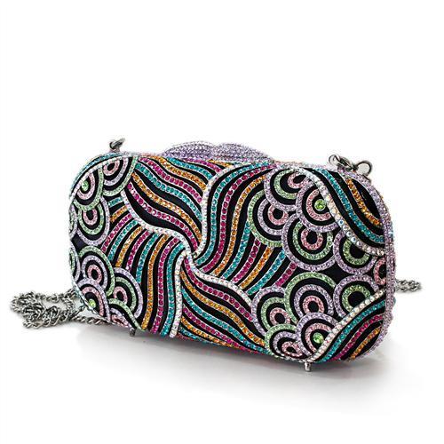 Imitation Rhodium White Metal Clutch with Top Grade Crystal in Multi Color