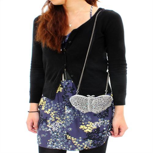 Imitation Rhodium White Metal Clutch with Top Grade Crystal in White