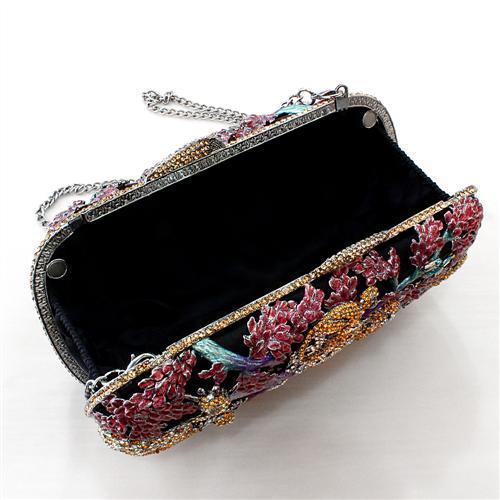 Gold White Metal Clutch with Top Grade Crystal in Multi Color