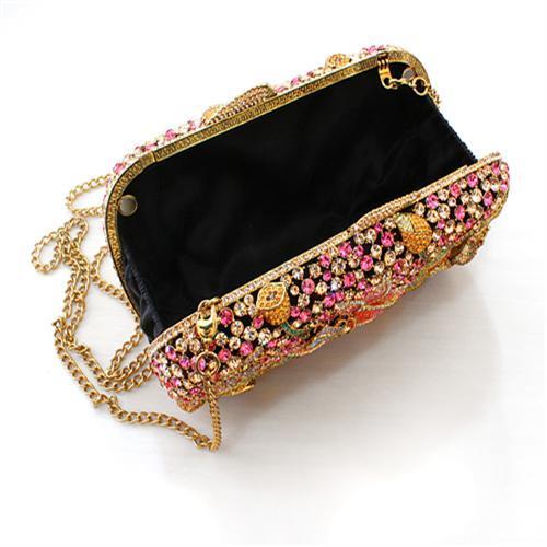 Ancientry Gold White Metal Clutch with Top Grade Crystal in Multi Color