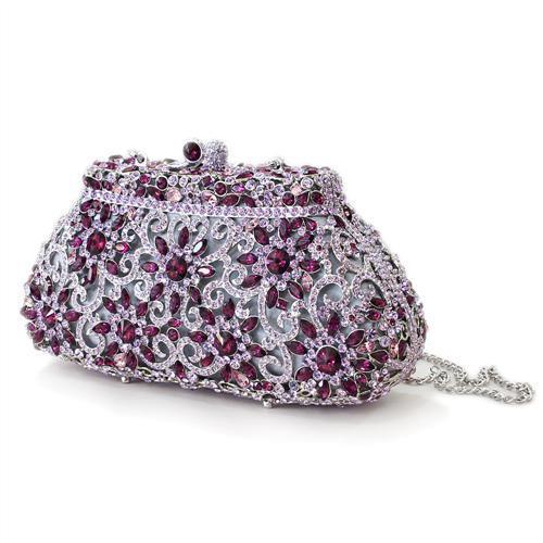 Imitation Rhodium White Metal Clutch with Top Grade Crystal in Multi Color