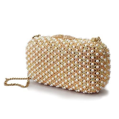 Gold White Metal Clutch with Top Grade Crystal in Multi Color