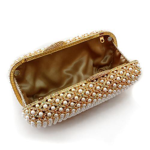 Gold White Metal Clutch with Top Grade Crystal in Multi Color