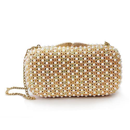 Gold White Metal Clutch with Top Grade Crystal in Multi Color