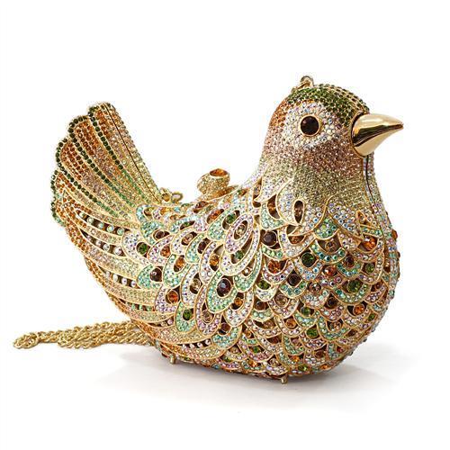 Gold White Metal Clutch with Top Grade Crystal in Multi Color