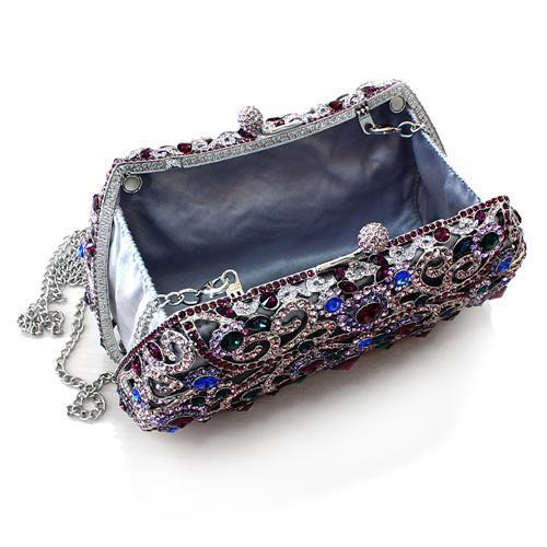 Imitation Rhodium White Metal Clutch with Top Grade Crystal in Multi Color