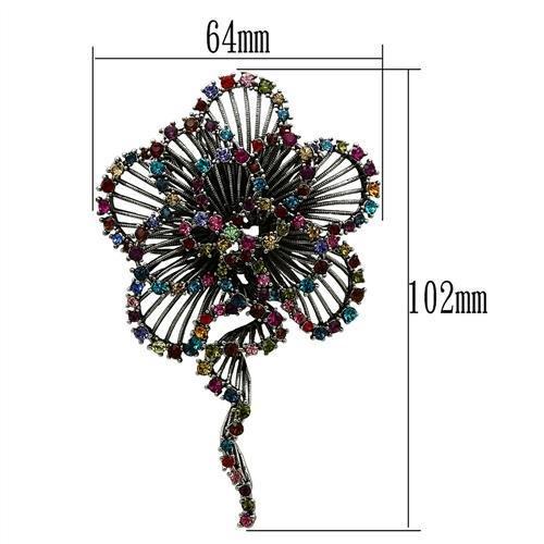 Imitation Rhodium White Metal Brooches with Top Grade Crystal in Multi Color