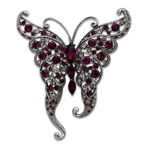 Imitation Rhodium White Metal Brooches with Top Grade Crystal in Multi Color