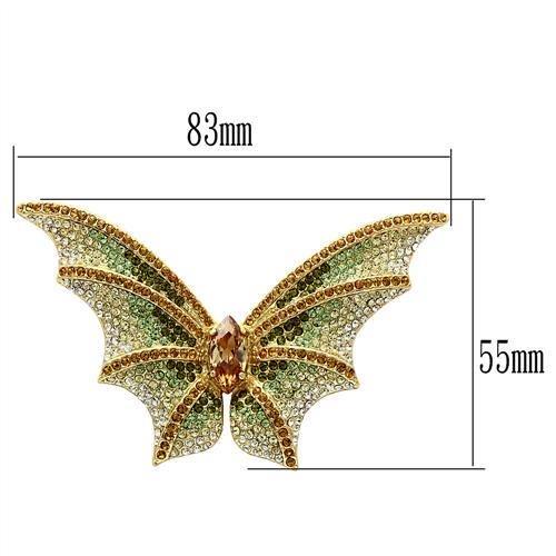 Gold White Metal Brooches with Top Grade Crystal in Multi Color