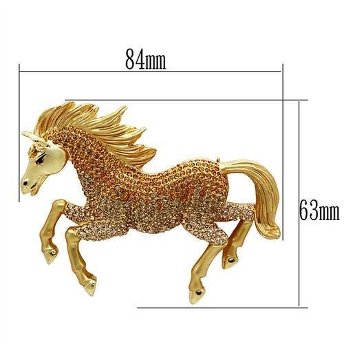 Matte Gold & Gold White Metal Brooches with Top Grade Crystal in Multi Color