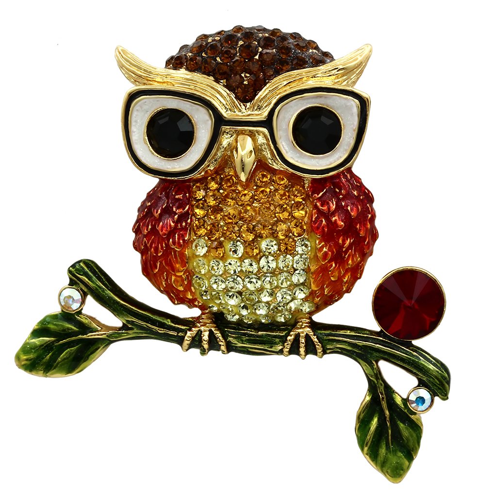 Gold White Metal Brooches with Top Grade Crystal in Multi Color