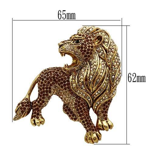 Gold White Metal Brooches with Top Grade Crystal in Multi Color