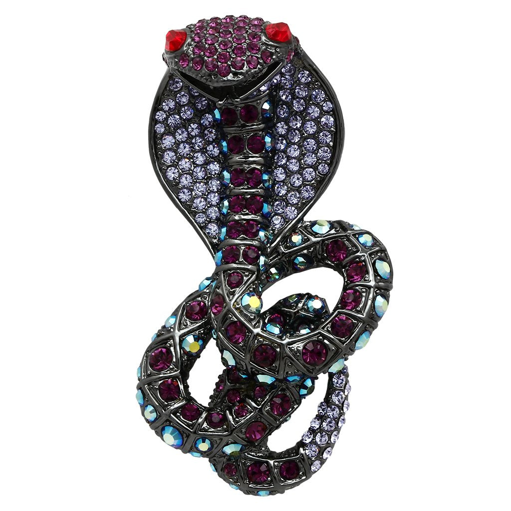 Ruthenium White Metal Brooches with Top Grade Crystal in Multi Color