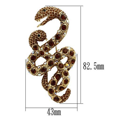 Gold White Metal Brooches with Top Grade Crystal in Multi Color