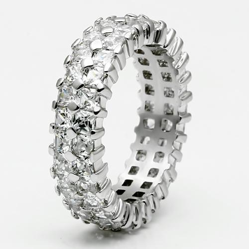 Rhodium Brass Ring with AAA Grade CZ in Clear