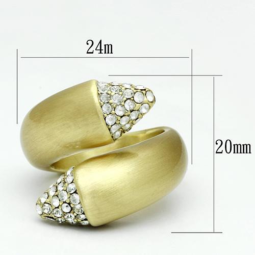 Gold & Brush Brass Ring with Top Grade Crystal in Clear