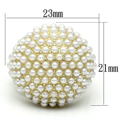 Gold Brass Ring with Synthetic Pearl in White