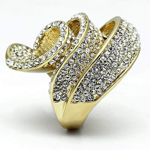 Gold Brass Ring with Top Grade Crystal in Light Smoked