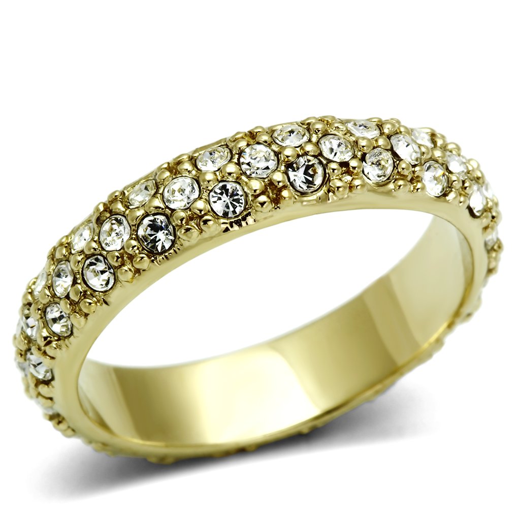 Gold Brass Ring with Top Grade Crystal in Clear