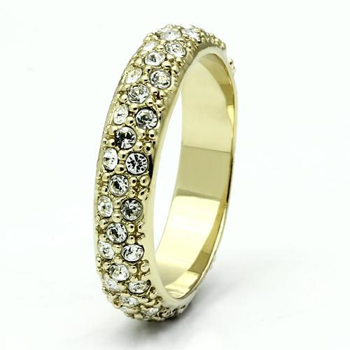 Gold Brass Ring with Top Grade Crystal in Clear