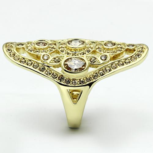 Gold Brass Ring with AAA Grade CZ in Champagne