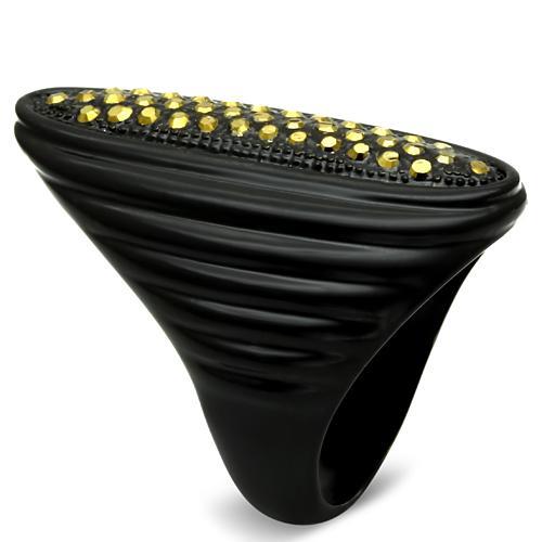 TIN Cobalt Black Brass Ring with Top Grade Crystal in Light Smoked