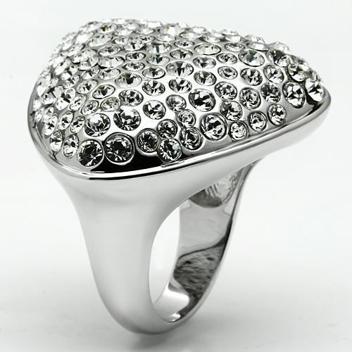 Rhodium Brass Ring with Top Grade Crystal in Clear