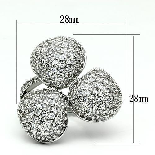 Rhodium Brass Ring with AAA Grade CZ in Clear