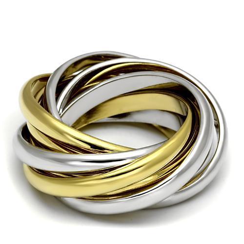 Gold+Rhodium Brass Ring with No Stone