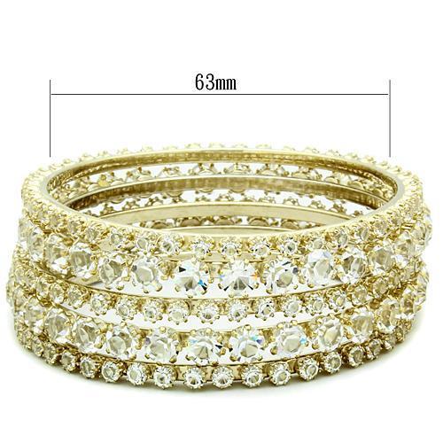 Gold Brass Bangle with Top Grade Crystal in Clear