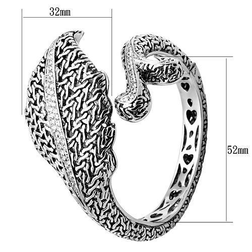 Rhodium Brass Bangle with AAA Grade CZ in Clear