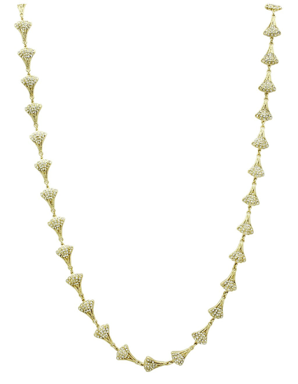 Gold Brass Necklace with Top Grade Crystal in Clear