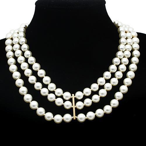 Gold Brass Necklace with Semi-Precious Onyx in Jet