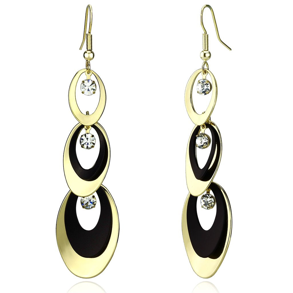 Gold+Ruthenium Iron Earrings with Top Grade Crystal in Clear