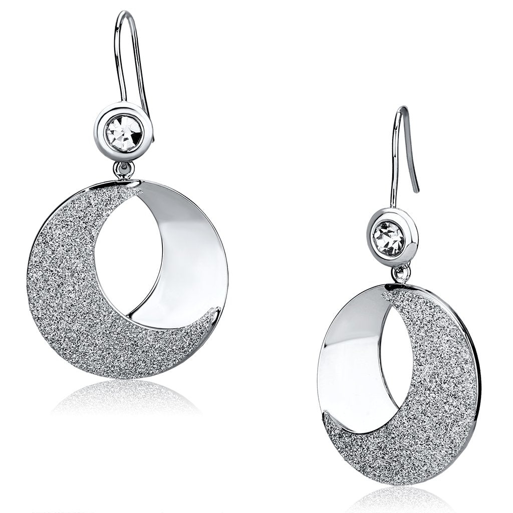 Rhodium Iron Earrings with Top Grade Crystal in Clear