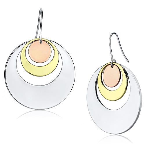 Rhodium + Gold + Rose Gold Iron Earrings with No Stone