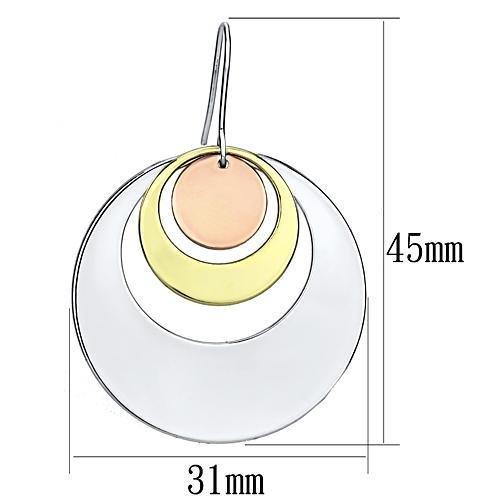 Rhodium + Gold + Rose Gold Iron Earrings with No Stone