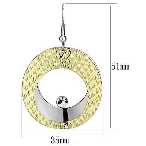 Gold+Rhodium Iron Earrings with Top Grade Crystal in Clear