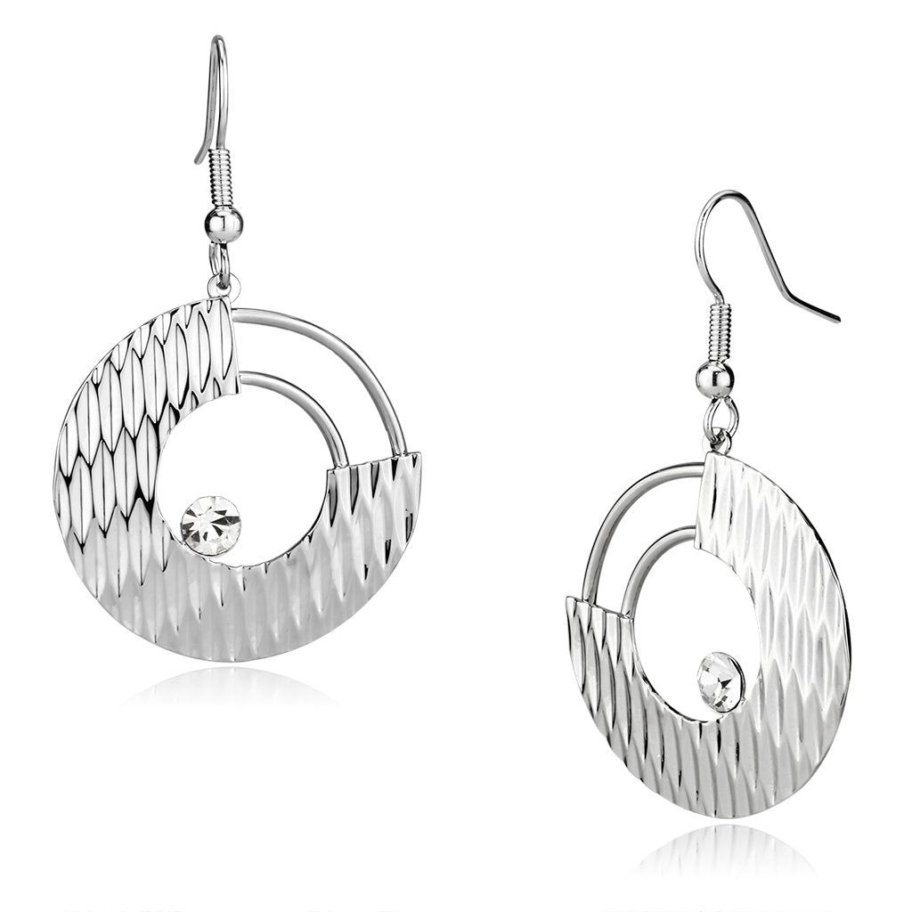 Rhodium Iron Earrings with Top Grade Crystal in Clear