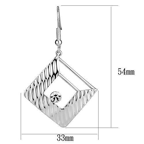 Rhodium Iron Earrings with Top Grade Crystal in Clear