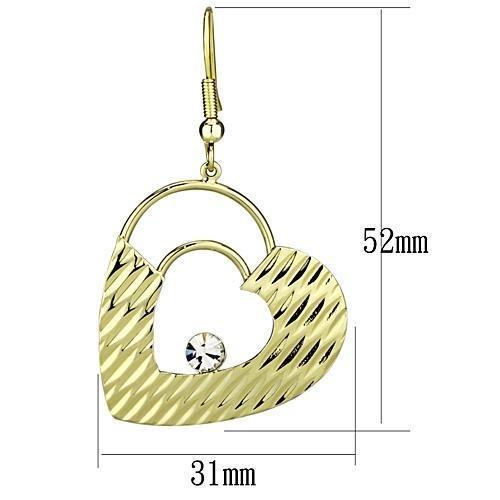 Gold Iron Earrings with Top Grade Crystal in Clear