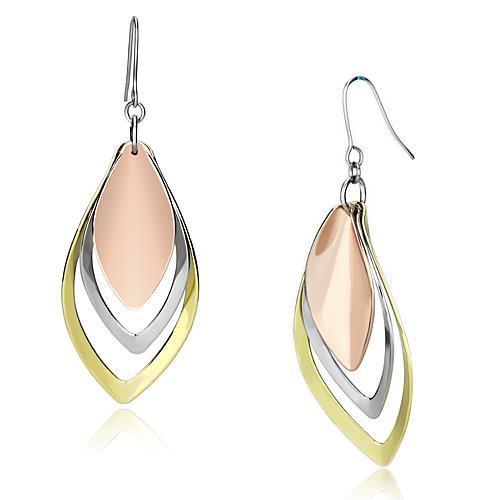 Rhodium + Gold + Rose Gold Iron Earrings with No Stone