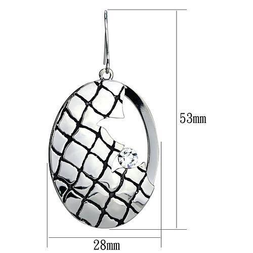 Rhodium Iron Earrings with Top Grade Crystal in Clear