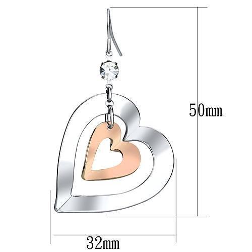 Rose Gold + Rhodium Iron Earrings with Top Grade Crystal in Clear