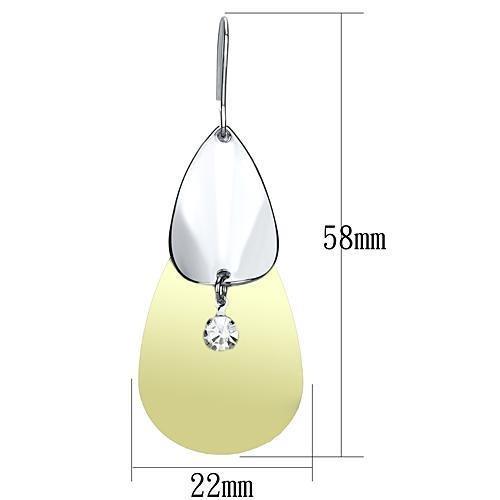 Gold+Rhodium Iron Earrings with Top Grade Crystal in Clear