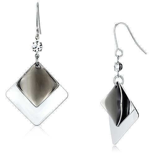 Rhodium Iron Earrings with Top Grade Crystal in Clear